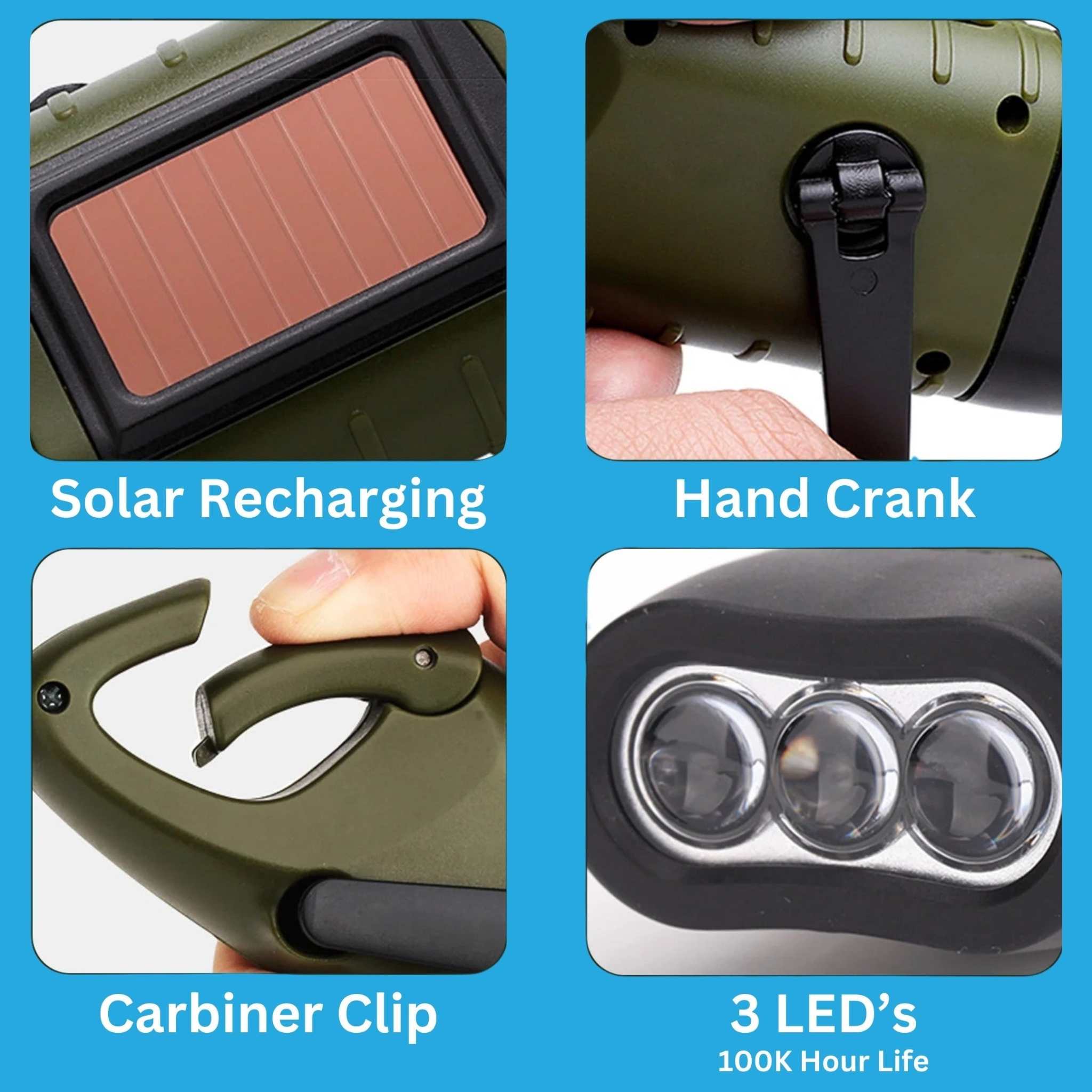 Hand Crank Solar Powered Flashlight